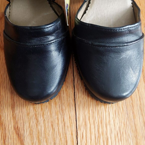 [SOLD] Fly London Black leather Mary Jane Cross Strap Wedge Heels - Picture 5 of 16